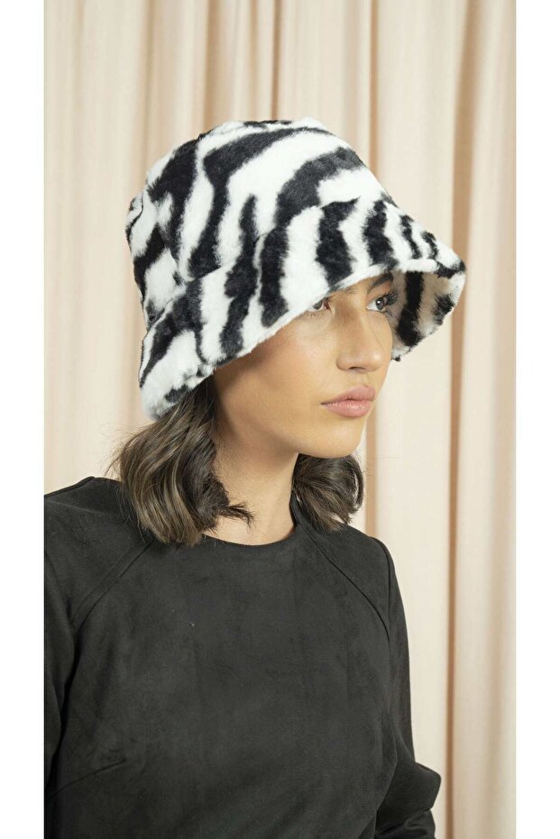 قبعة فرو ثنائية اللون - 2