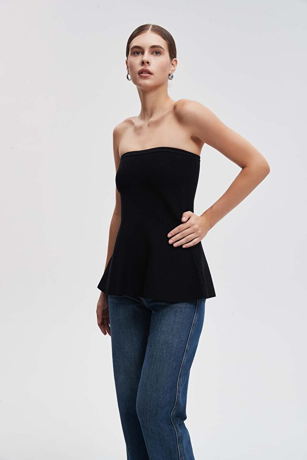 Ruffled Hem Solid Blouse - 1