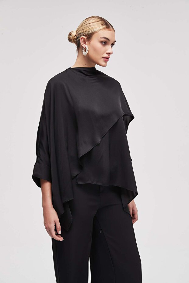 Solid 3/4 Sleeve Blouse - 2