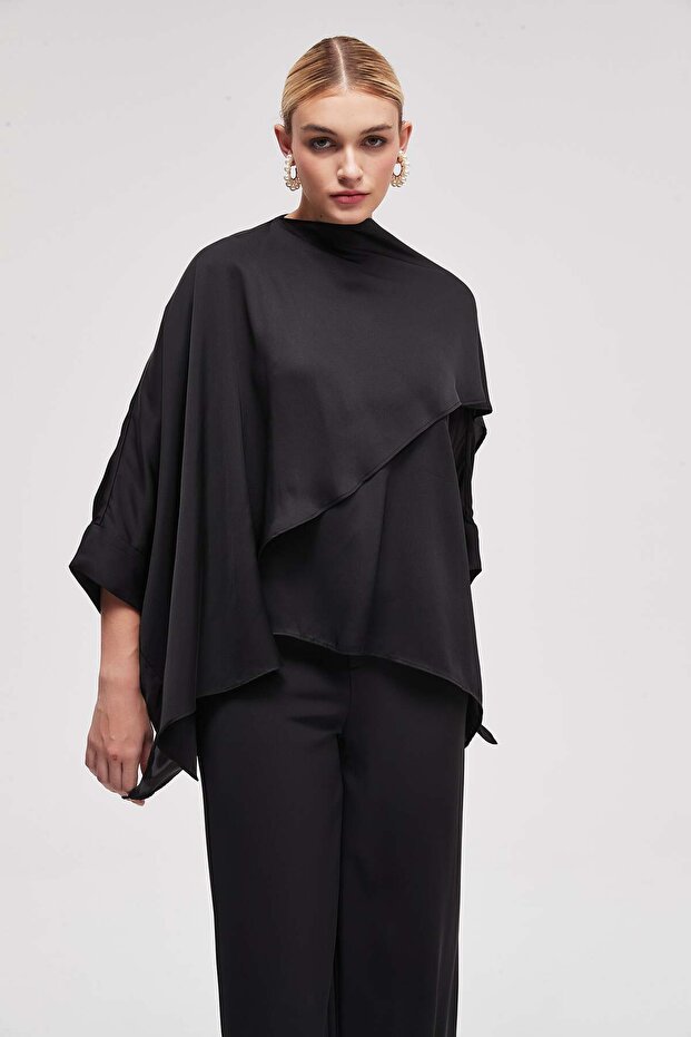 Solid 3/4 Sleeve Blouse - 1