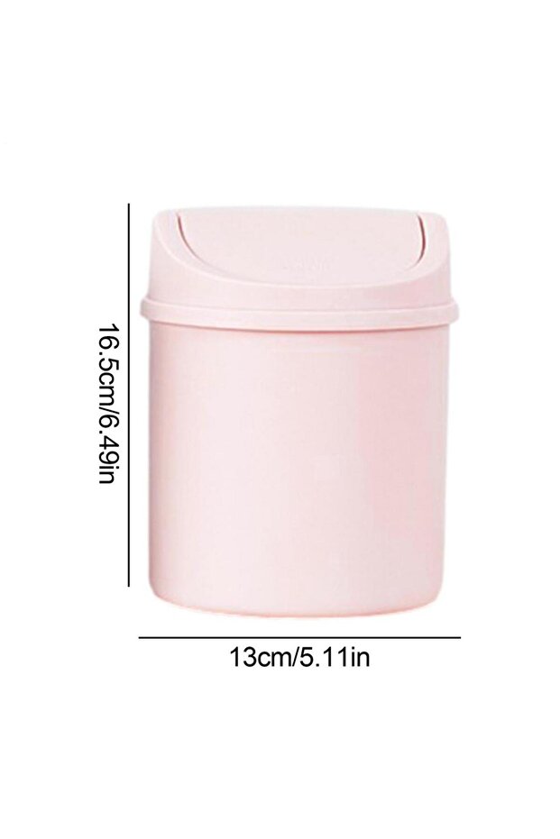 Pink hot sale Mini Desktop Bin Small Trash Can Tube With Cover Bedroom Trash Can Garbage Can Clean S