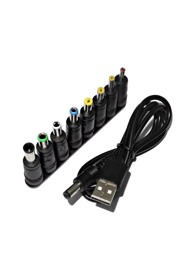 كابل طاقة عالمي USB إلى DC 5.5 * 2.1 مم جاك 5 فولت سلك شحن مع 8 موصلات قابلة للاختيار
