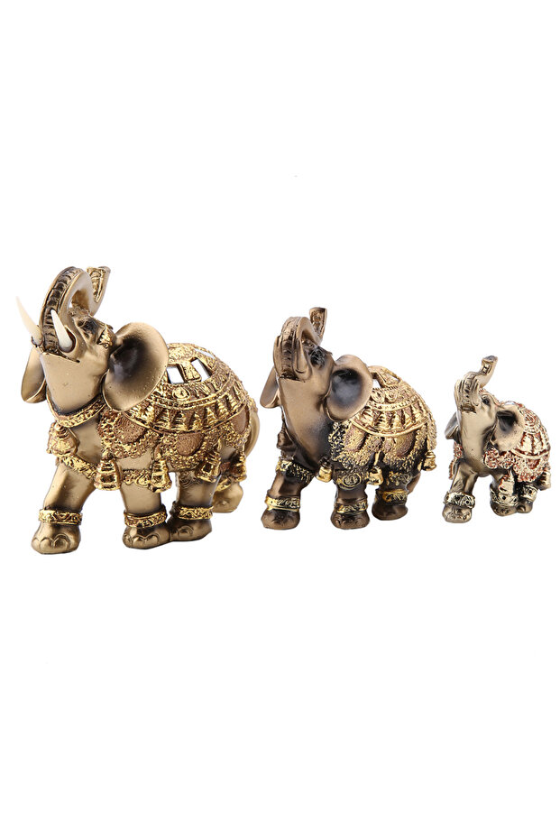 L Elephant Sculpture Lucky Feng Shui Golden Elephant Statue Sculpture Wealth Figurine Gift Home Dec.