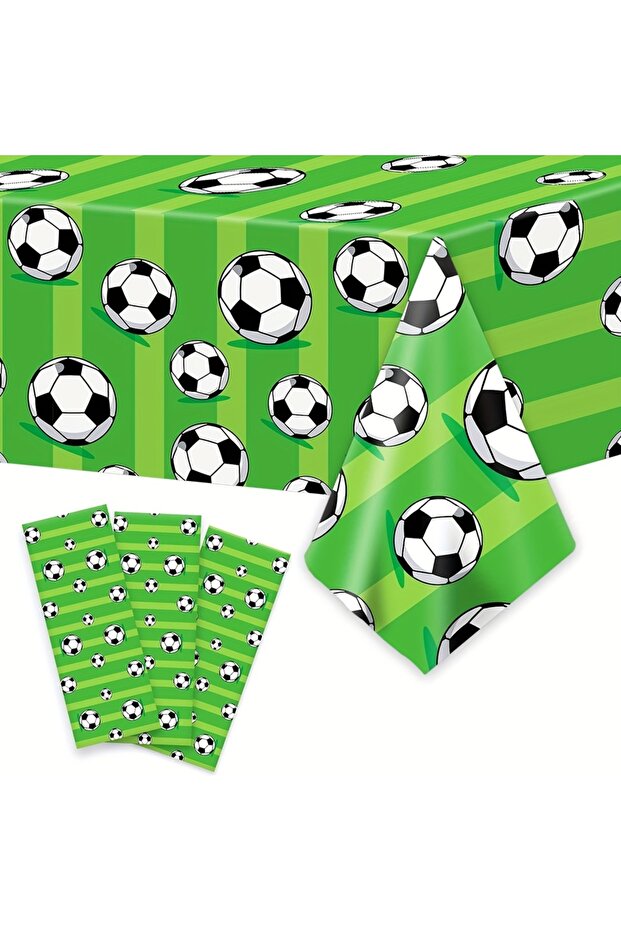 1pcs Tablecloth 1pcs Soccer Themed Green Disposable Tablecloth Football Field Striped Tablecloth Boy