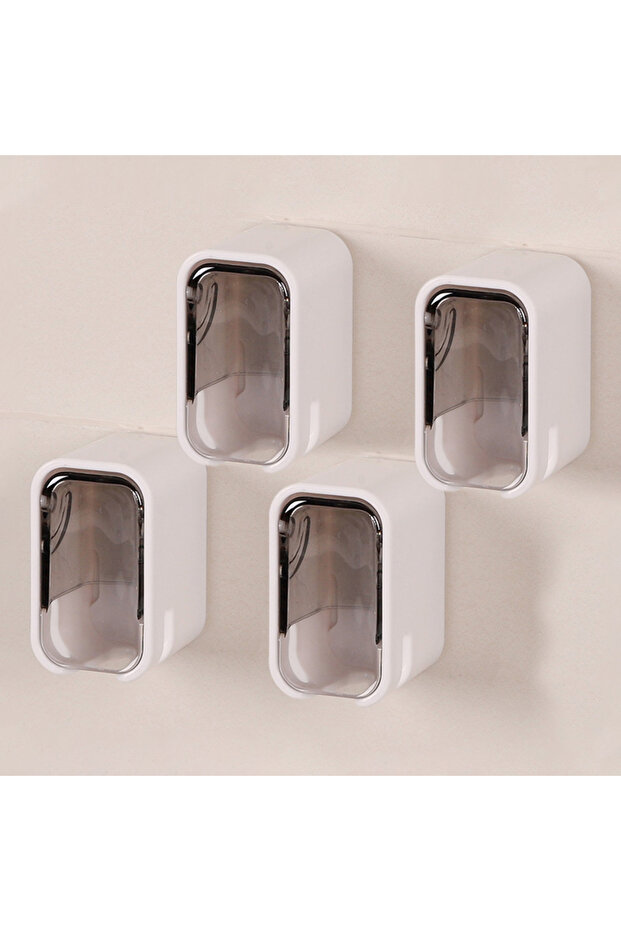4PCS Gray 4PCS Toothbrush Holder Portable Flip-top Electric Toothbrush Storage Rack Dustproof Wall M
