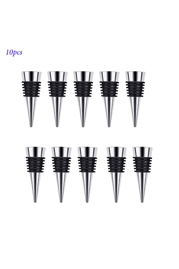 Silver10pcs Zinc Alloy Wine Bottle Stopper Wine Stoppers Reusable Bottle Stoppers for Kitchen, Bar,