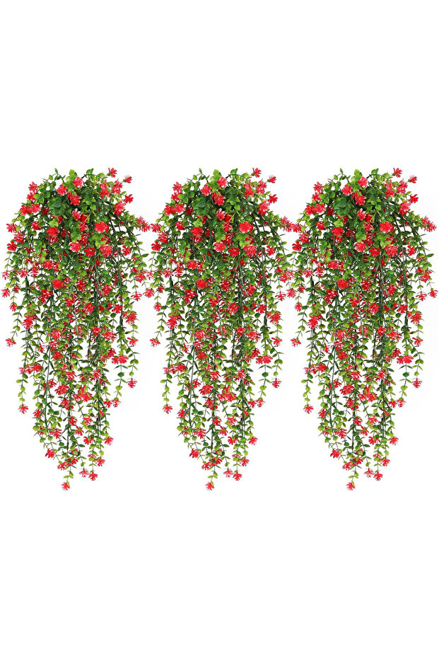 80cm Red 80CM Artificial Hanging Flower False Rattan Willow Rattan Flower Artificial Hanging planta