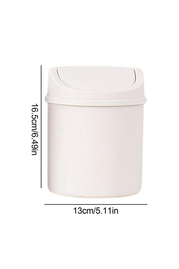 White hot sale Mini Desktop Bin Small Trash Can Tube With Cover Bedroom Trash Can Garbage Can Clean