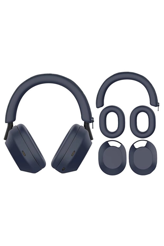 Blue Headphone Protective Case Headset Headbeam Sleeve for WH-1000XM5 Headphones Silicone Earmuff..