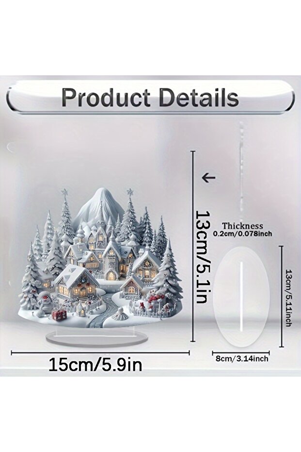 2 2D Elegant Acrylic Christmas Decoration Snowhouse & Reindeer Scene Home Office Ornaments Festive .