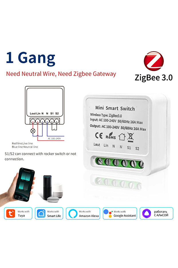 مفتاح إضاءة ذكي من نوع GGBEE أحادي القناة من نوع Tuya Zigbee 3.0، وحدة تحكم يدوية الصنع، مرحل، قاطع دائرة، مفتاح إضاءة ذكي أحادي/ثنائي/ثلاثي القناة