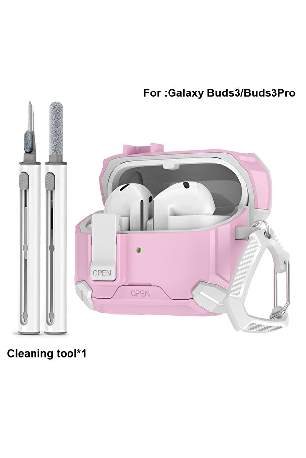 غطاء قفل أمان وردي اللون لسماعات Buds 3/Buds3 Pro مع مفتاح حماية MagSafe...