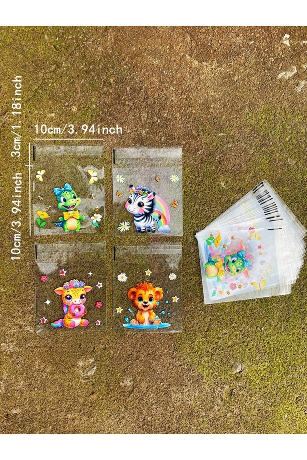 10x10cm Other Clear 100pcs Cute Small Animal Pattern Gift Packed Transparent Opp Self-sealing Bag, Z