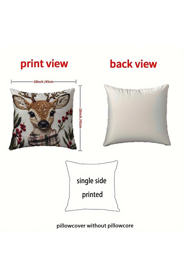 45x45cm pillowslip Charming Christmas Reindeer 18x18 Inch Throw Pillow Cover - Soft Short Plush with