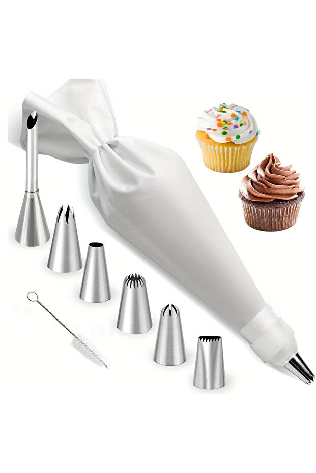 8pcs 9pcs Cake Decorating Tool Kit, Including Pastry Bags And 304 Stainless Steel Pipping Tips, for