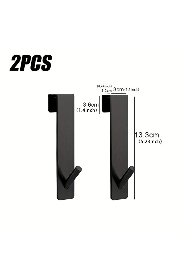 2pcs-Black-S 2pcs Bathrobe Hanger Shower Room Glass Over Door Hanging Hooks Punch-free Waterproof To
