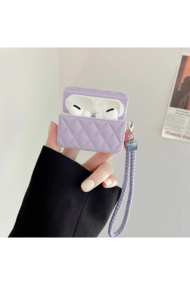 for airpods 3 PURPLE Fashion Leather Wireless Bluetooth Headset Protective Shell For AirPods 4 2 3 P
