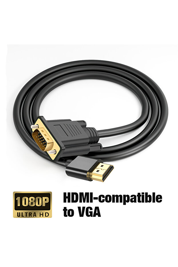 1m black 1080P HDMI To VGA Adapter Cable For PC Laptop PS4 PS5 Xbox Switch TV Box Monitor Projector