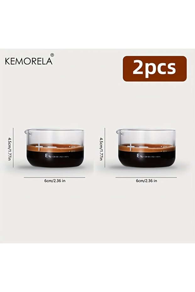 60 مل قطعتين 60 مل KEMORELA 1/2 قطعة أكواب شوت إسبريسو 60 مل كوب قياس شفاف سائل زجاج ثقيل