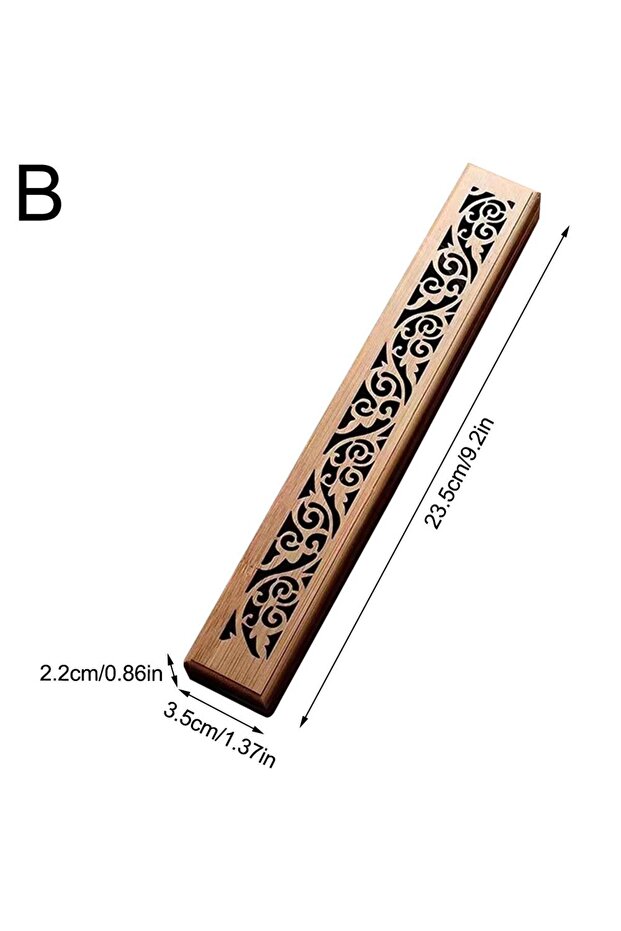 B Natural Bamboo Incense Burner With Laying Plate Aromatherapy Wooden Box For Incense Storage Burni.