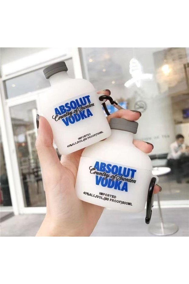 For AirPods 4 Wine Bottle 3D Vodka Silicone Cartoon Earphone Case with Pendant Cover for AirPods 4,