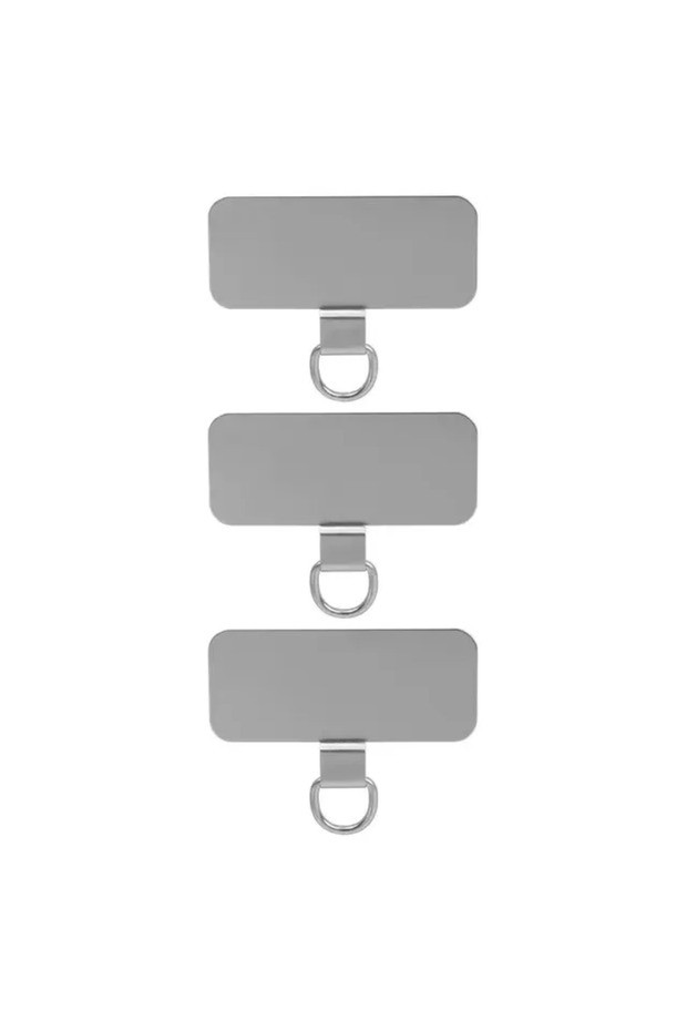 3PCS Silver B 3PCS Stainless Steel Phone Lanyard Patch Gasket Ultra-thin Metal Phone Hanging Cord Te
