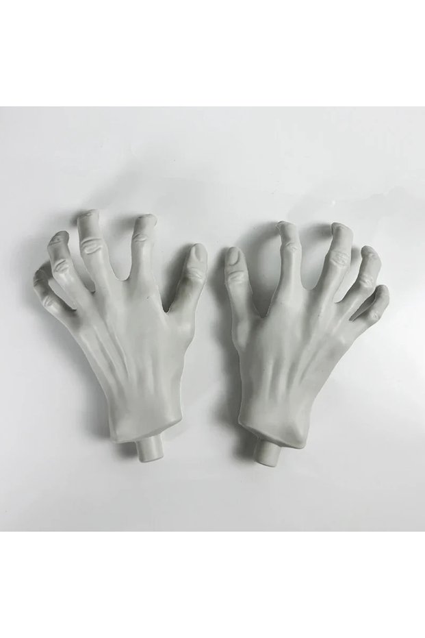 1 pair 2Pcs Halloween Fake Skeleton Hand Horror Simulation Ghost Hand Plastic Bone Halloween Skeleto