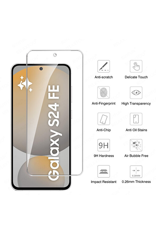 Tempered Glass 2 Pieces S24 FE 1/2Pcs Tempered Glass Full Cover For S24 S25 FE Screen Protector S