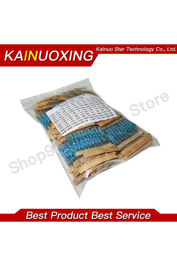 1100pcs 0.5W Resistors Kit 0.1 Ohm~10M Ohm Metal Film Resistor 1/2W Resistance 1% Color Ring Resi...
