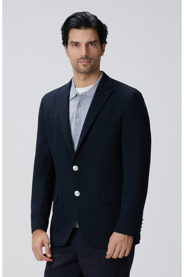 Siyah Armürlü Blazer Ceket - 4