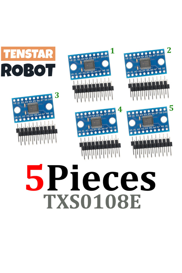 5 قطع TXS0108E TENSTAR 5 قطع TXS0108E وحدة محول مستوى منطقي 8 قنوات ثنائي الاتجاه عالي السرعة