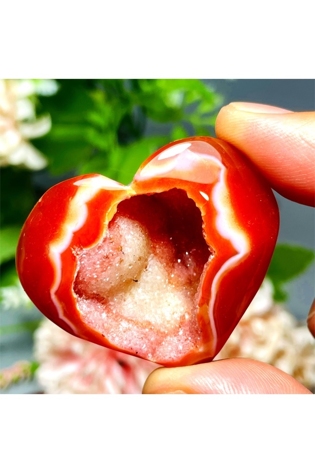 0-30g 1pc CRYSTALHOLA Carnelian Crystal Heart Red Agate Geode Cluster - Ornament for Home Decor,Idea