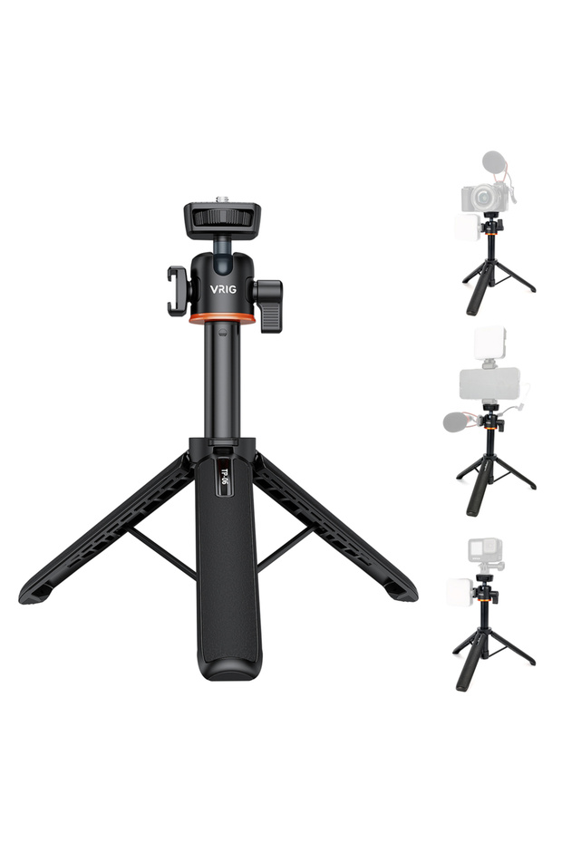 TP-06 VRIG TP-08 TP-06 Tripod Stand Selfie Stick Aluminum Alloy with 1/4 Inch Screw Cold Shoe Mount