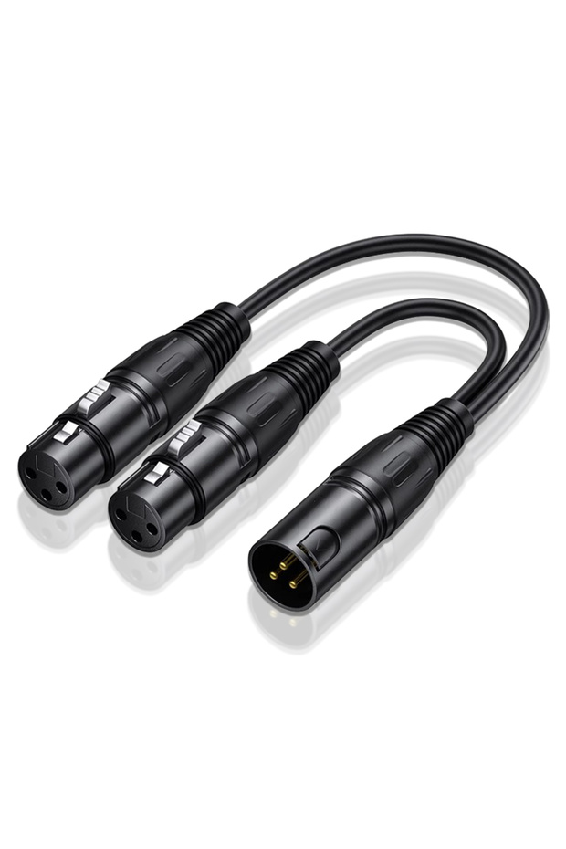 0.3m XLR XLR Cable Male to Dual Female Y-Splitter Sound Cannon Microphone Cables for Amplifier 3Pin