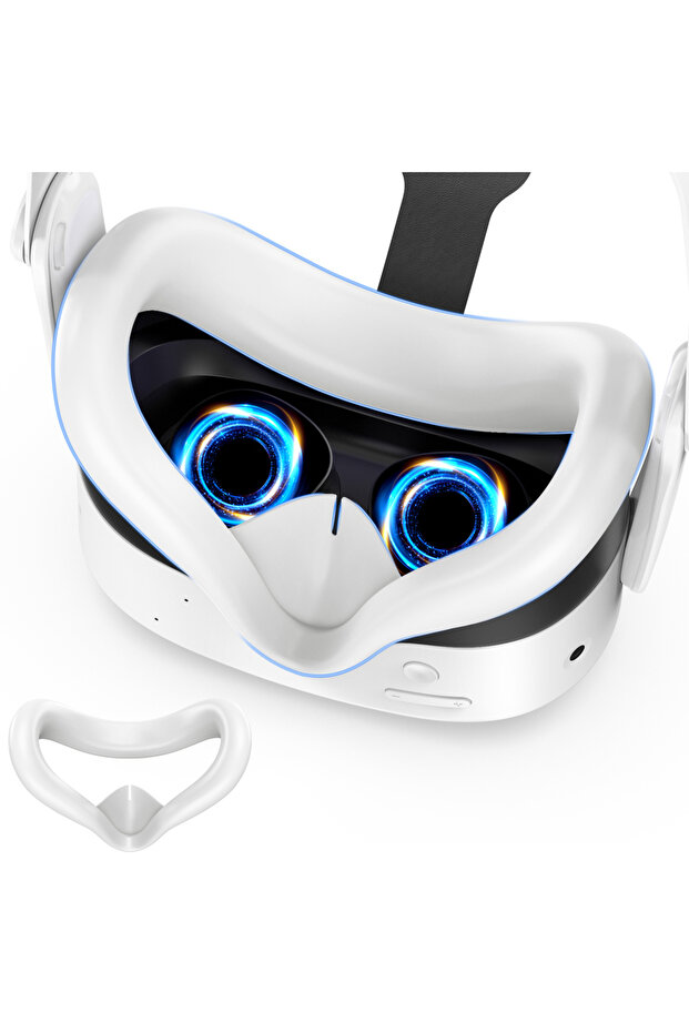 لـ Quest 2 أبيض لـ Meta Quest 2/Oculus Quest 3/Quest 3S جراب بديل للوجه وسادة عين من السيليكون