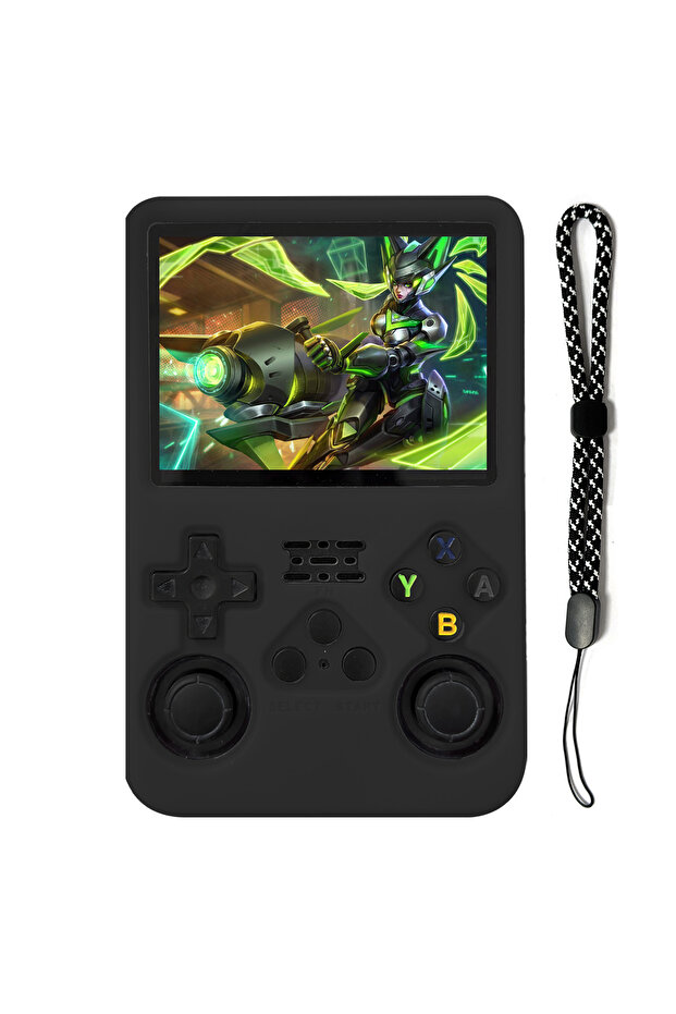 جراب حماية أسود لجهاز R36S من السيليكون جراب ناعم للحماية من السقوط بزاوية 360 درجة لجهاز R36s المحمول للألعاب C - 1