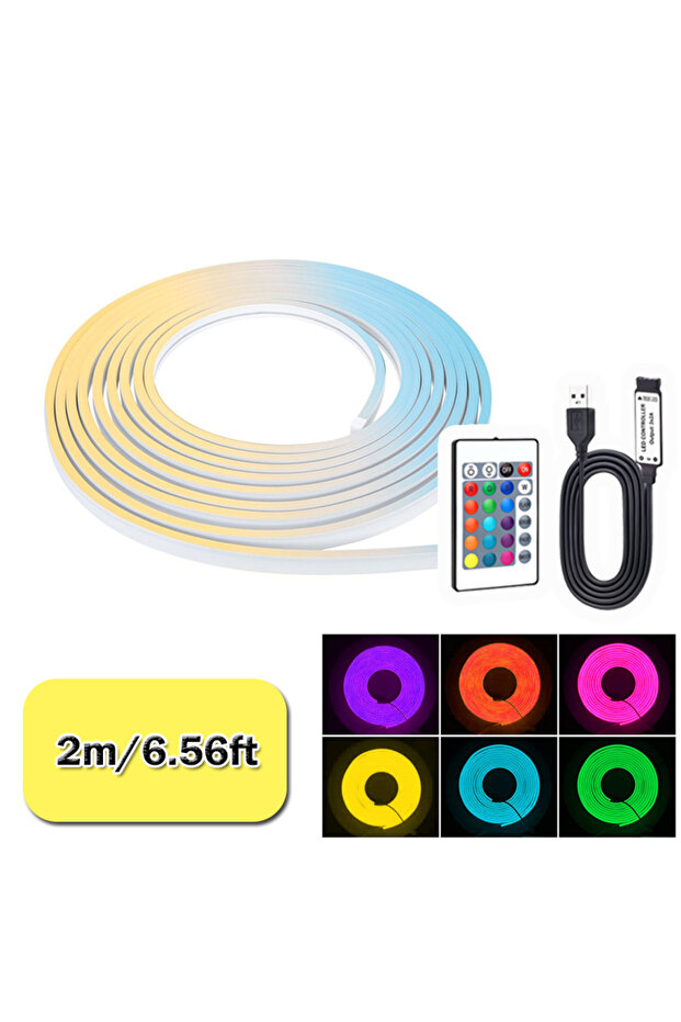 2m USB LED Neon Rope Lights, RGB Led Strip Lights with Remote, Color Changing Flexible Led Light Str