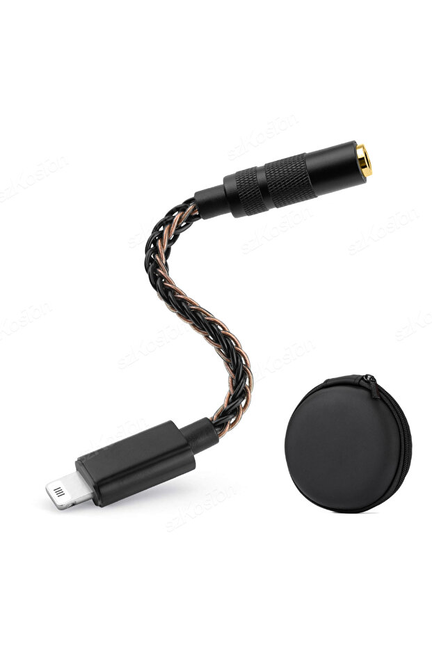 كابل محول صوت هاي فاي أسود لمضخم صوت سماعة الرأس من Lightning إلى 3.5 مم، شريحة C100 الأصلية، DAC Aud