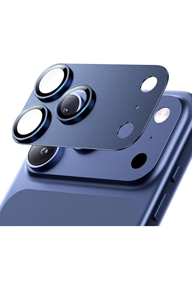 لهاتف iPhone 17ProMax أزرق لهاتف iPhone 17 Pro Max 17Air واقي عدسة الكاميرا امتصاص قوي معدني 9