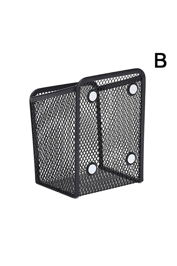 B Magnetic Pencil Holder Stationery Storage Mesh Basket Desktop Pen Makeup Brush Container Kitchen .