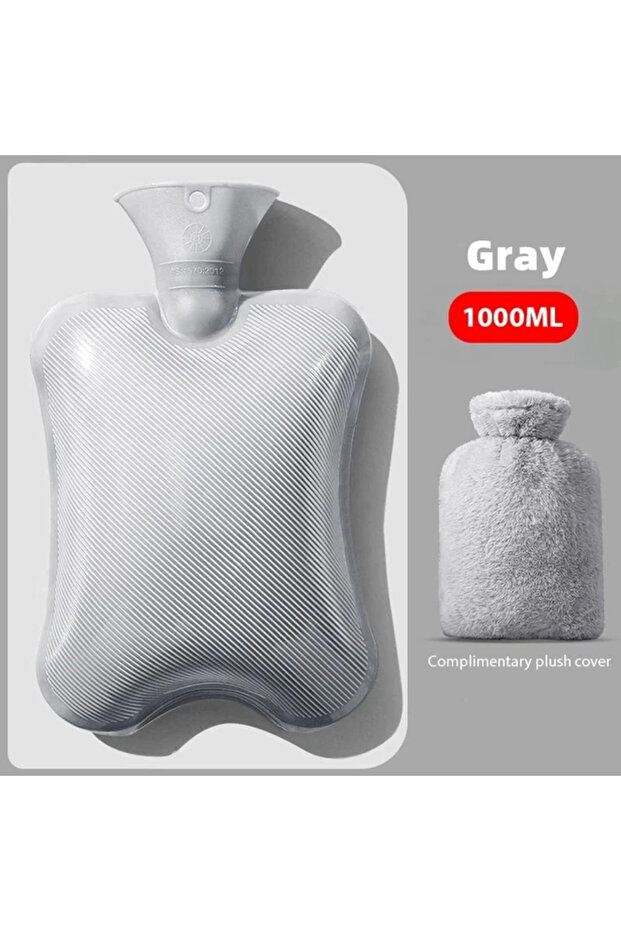 Light Grey 1000ML Hand WarmerHot Water Bag Removable Hot Water Bottles Reusable Hand Warmer with Clo
