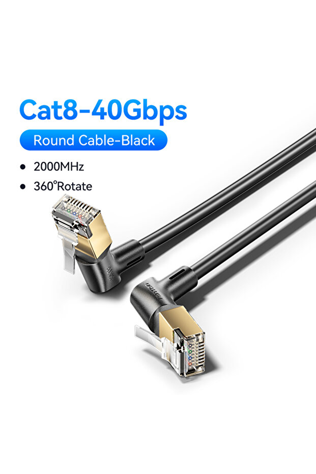 Bundle1 2m Cat 8 Round Cable Vention CAT8 360 Degree Ethernet Rotate Cable 40Gbps 2000MHz CAT 8 Netw - 1