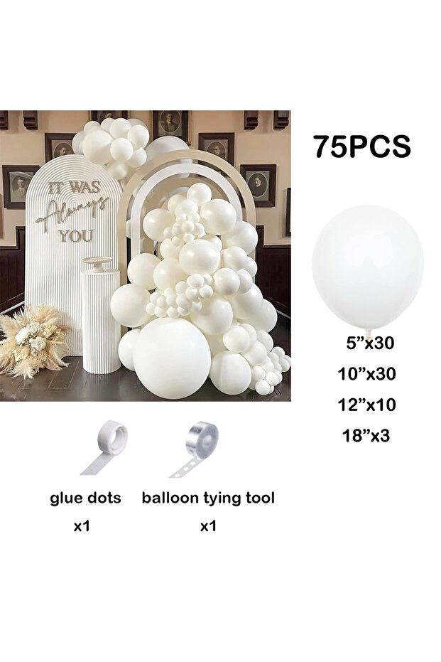 O 10inch 75PCS 75pcs White Wedding Decor Balloon Garland White Wedding Anniversary Latex Balloons Ar
