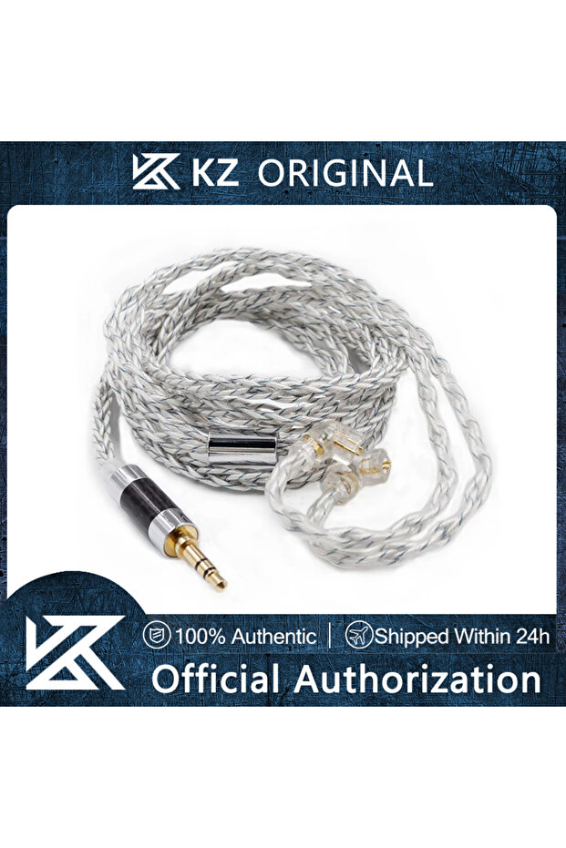 Blue Silver (C PIN) KZ Earphones Cable 8 Core Silver Blue Hybrid 784 Cores Silver Plated Upgrade Cab