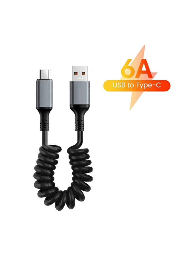 0.25m-1m USB A to USB C 25CM To 1M Car Spring Data Cord 6A Short Fast Charging Wire USB C TO USB C C - 1