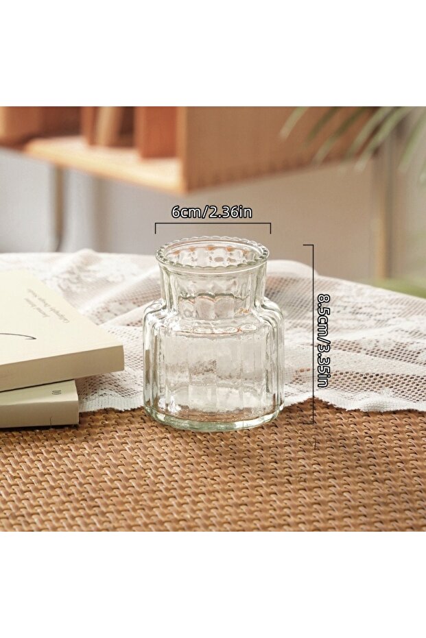 Transparent-1 Handmade Carved Glass Vase - Hydroponic Planter for Home/Office Gothic Decor, Mini Pla