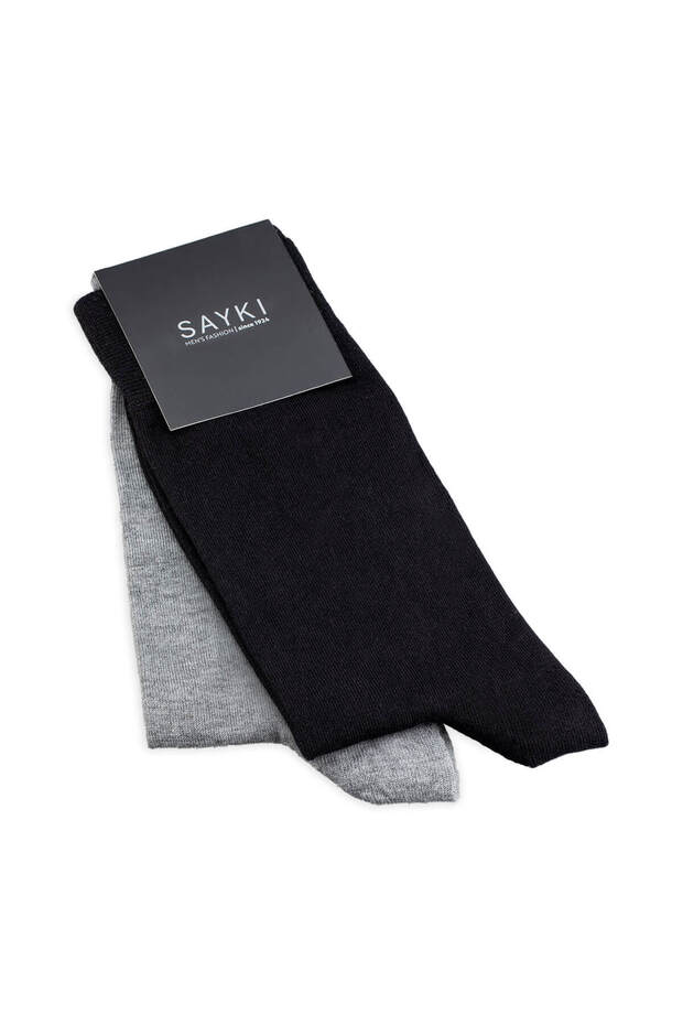 Siyah İkili Bambu Soket Çorap - 1