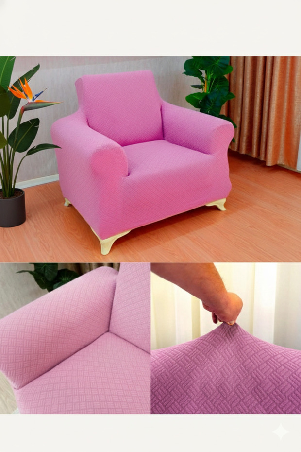 غطاء كرسي فردي من الجاكار بنمط السلة - 1