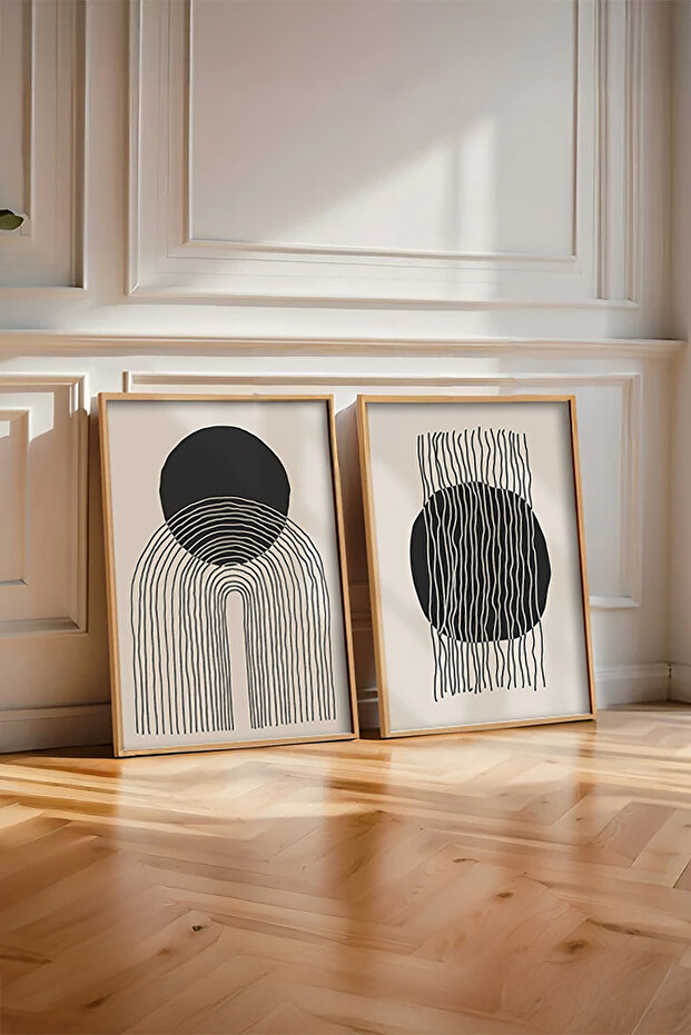 2 Piece Set Painting with Wooden Frame Huhu137