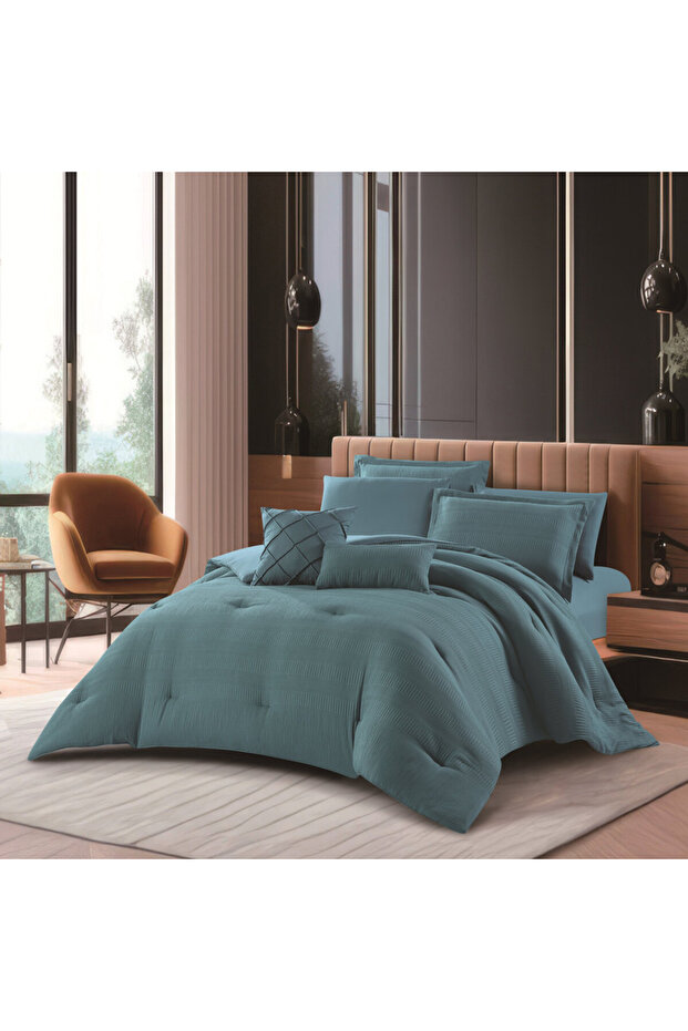 مفرش صيفي من الماكروفيبر الفاخر مناسب لمقاس سرير مزدوج 200×200 سم من هورس مكون من 8قطع 240 غرزة